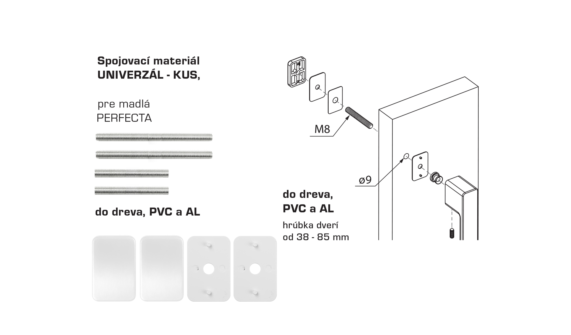 Spojovací materiál pre madlo MPK - PERFECTA Spojovací materiál UNIVERZÁL pre MADLO ks BIM - biela matná (WHITE) | MP-KOVANIA.sk
