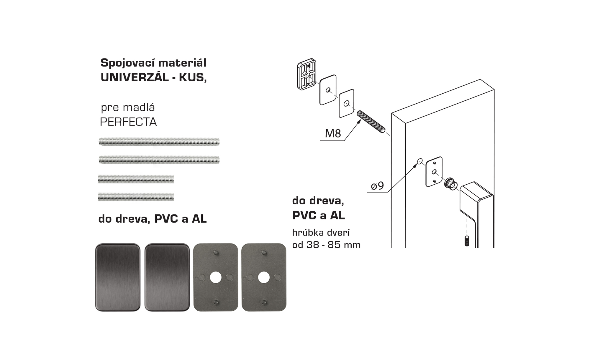 Spojovací materiál pre madlo MPK - PERFECTA Spojovací materiál UNIVERZÁL pre MADLO ks GRM - grafit matný (MSB) | MP-KOVANIA.sk