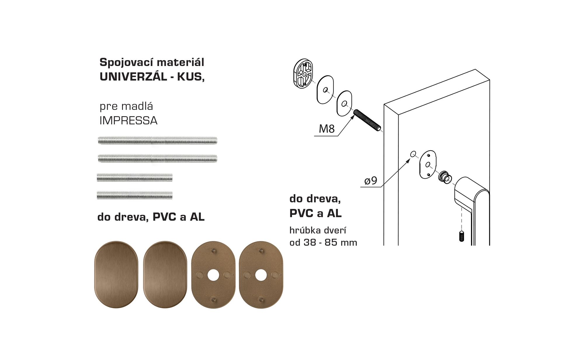 Spojovací materiál pre madlo MPK - IMPRESSA Spojovací materiál UNIVERZÁL pre MADLO ks MEM - meď matná (MRSG) | MP-KOVANIA.sk