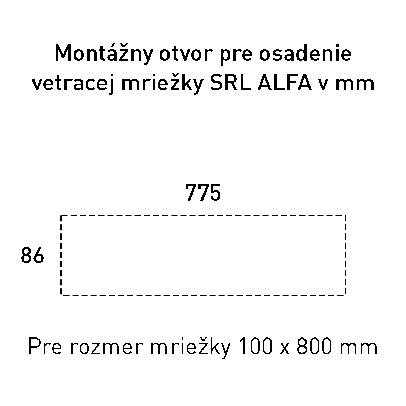 SRL - ALFA vetracia mriežka 100 x 800 mm NEM - nerez matná