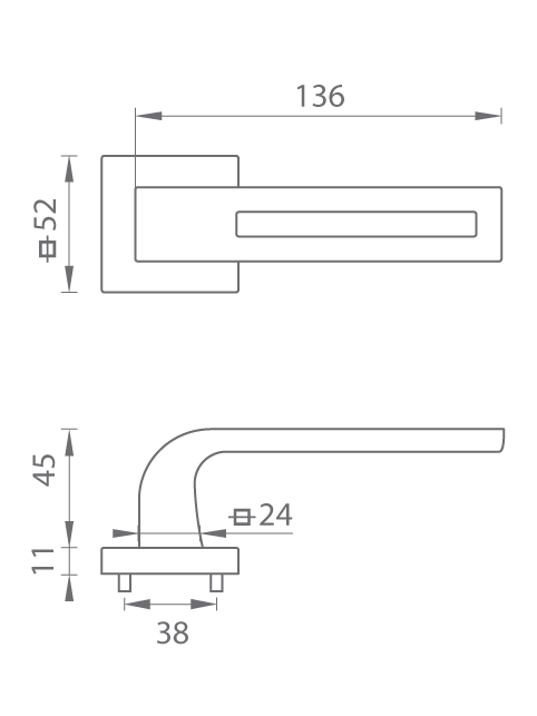 Kľučka na dvere TI - CINTO 2 - HR 3044Q  rozety PZ|madlo/kľučka pravá