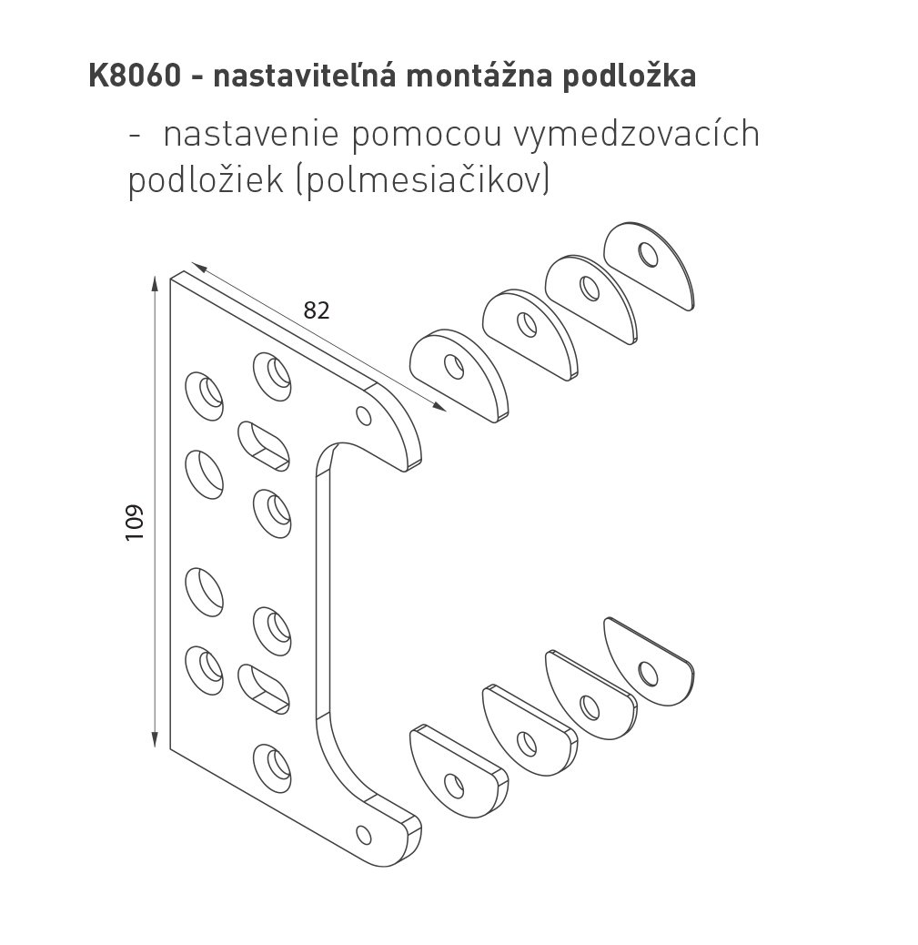 KZ - Nastaviteľná montážna podložka k závesu K8060