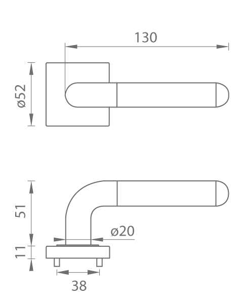 Kľučka na dvere TI - DACAPO - HRN 791Q  rozety WC|kľučka/kľučka