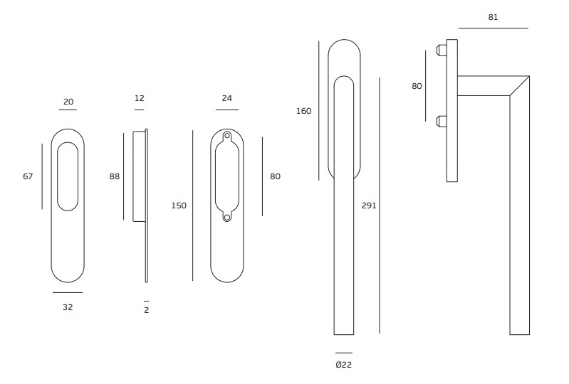 Kľučka na dvere JNF - HS PORTAL IN.17.120 - R  balkónová kľučka