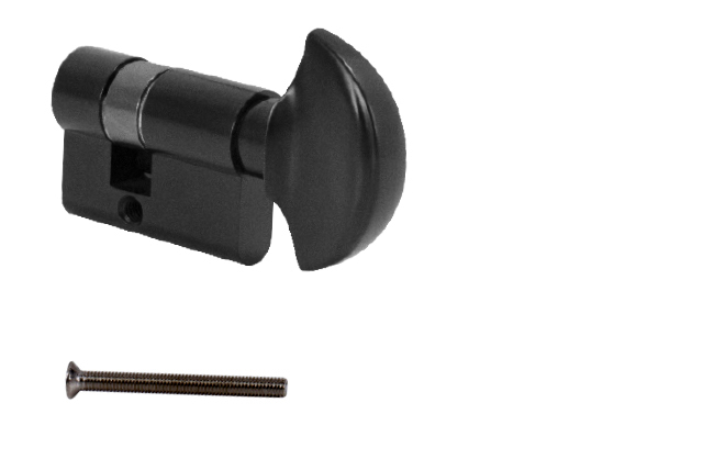 MP - Cylindrická vložka s gombíkom pre kovanie na sklo cylindrická vložka s gombíkom 17 mm / 26G mm Čierna matná