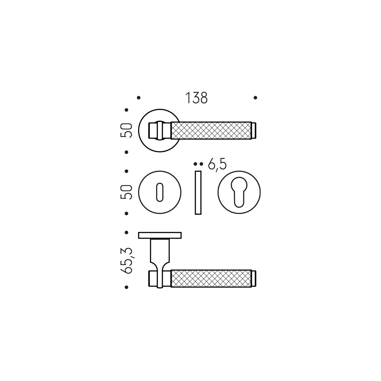 Kľučka na dvere CB - GRYPS DL11 - R  rozety WC|kľučka/kľučka