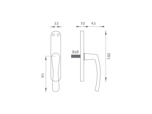 Kľučka na dvere KE - MICHAELA - Balkónová kľučka  balkónová kľučka