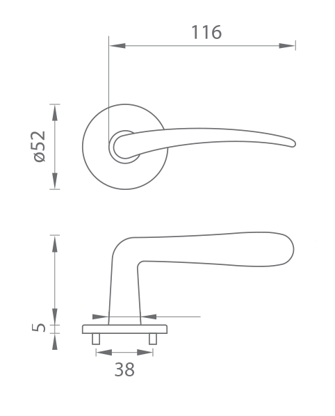 Kľučka na dvere TI - NOEMI - R 228 5S  rozety WC|kľučka/kľučka