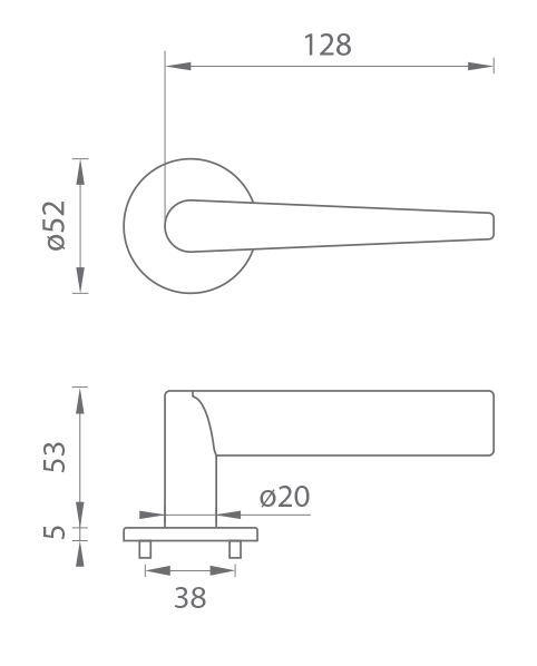 Kľučka na dvere TI - SECO - R 1964 5S  bez spodnej rozety|kľučka/kľučka