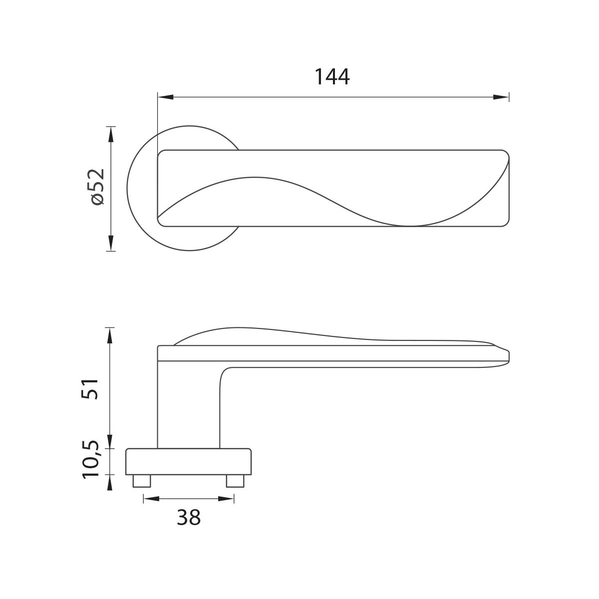 Kľučka na dvere LI - DUNA 1410 - HR 019  rozety BB|kľučka/kľučka