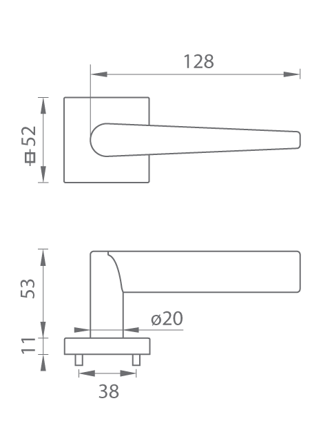 Kľučka na dvere TI - SECO - HR 1964Q  bez spodnej rozety|kľučka/kľučka
