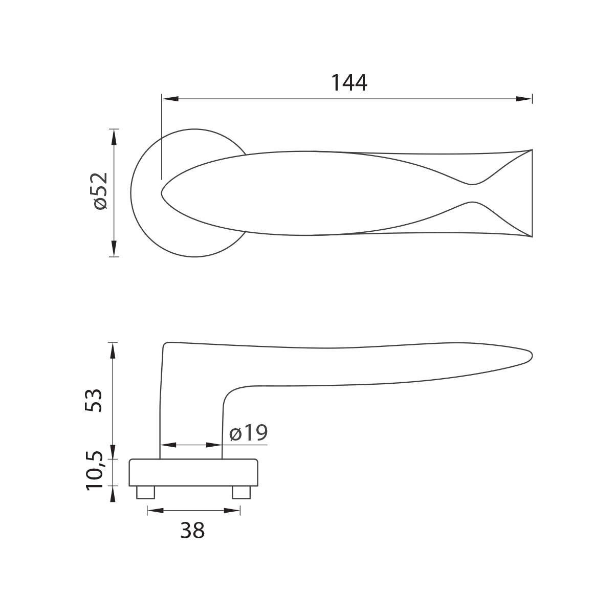 Kľučka na dvere LI - FISH 602 - R R023  rozety WC|kľučka/kľučka