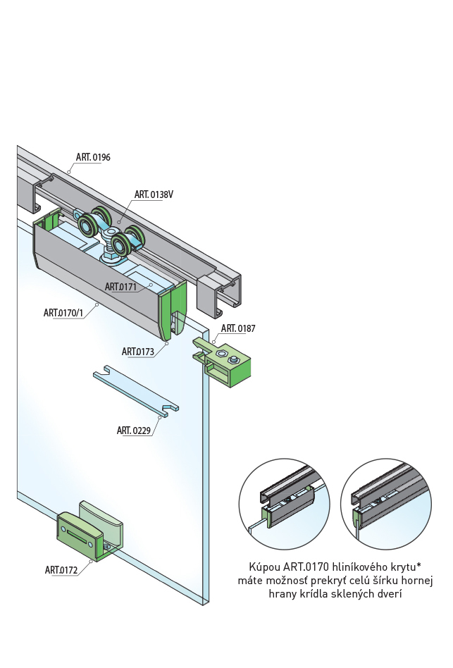SISCO SISTEM | SC – posuvný systém 100 SILENT GLASS pre dvojkrídlové dvere 2D 4000/120 | Hliník