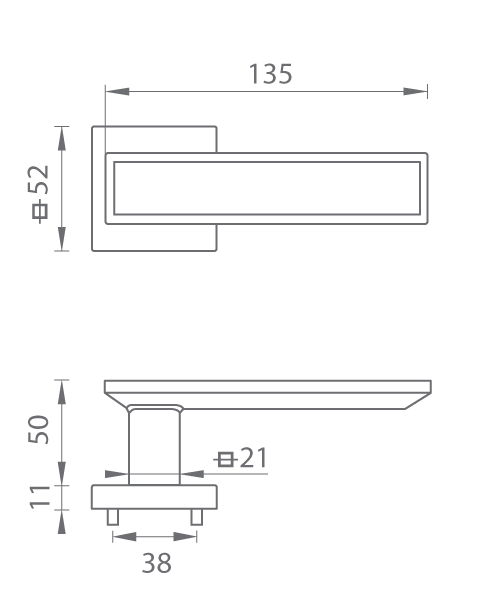 Kľučka na dvere TI - LINHA 3 Vario - HR 3039Q  rozety WC|kľučka/kľučka