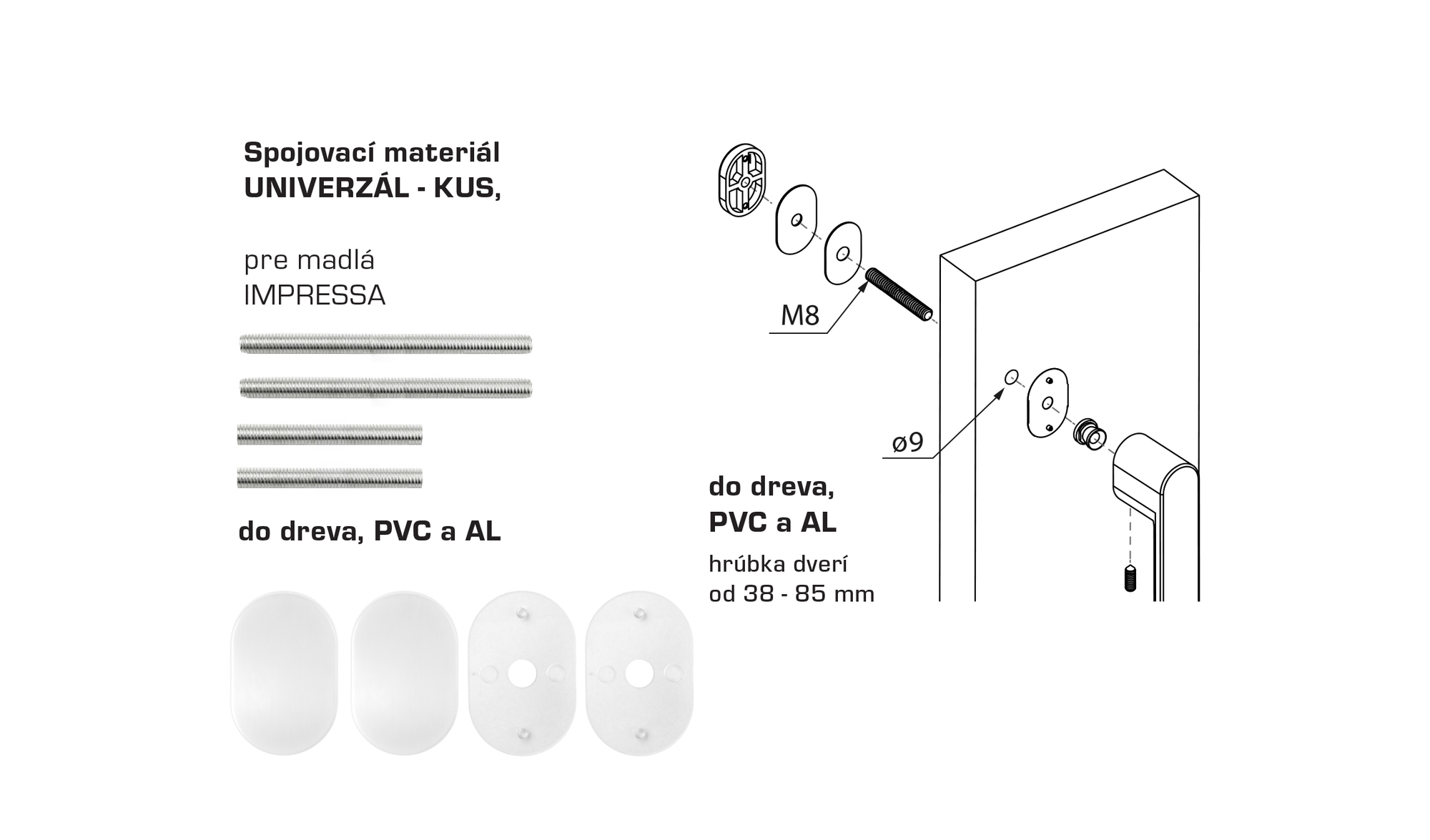 Spojovací materiál pre madlo MPK - IMPRESSA Spojovací materiál UNIVERZÁL pre MADLO ks BIM - biela matná (WHITE) | MP-KOVANIA.sk