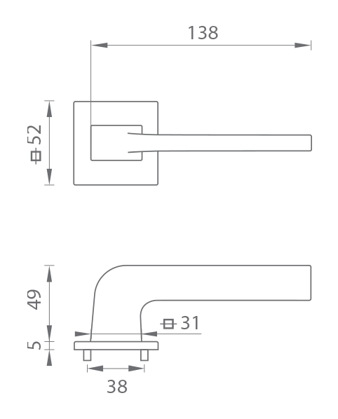 Kľučka na dvere TI - SUPRA - HR 3097Q 5S  rozety WC|kľučka/kľučka