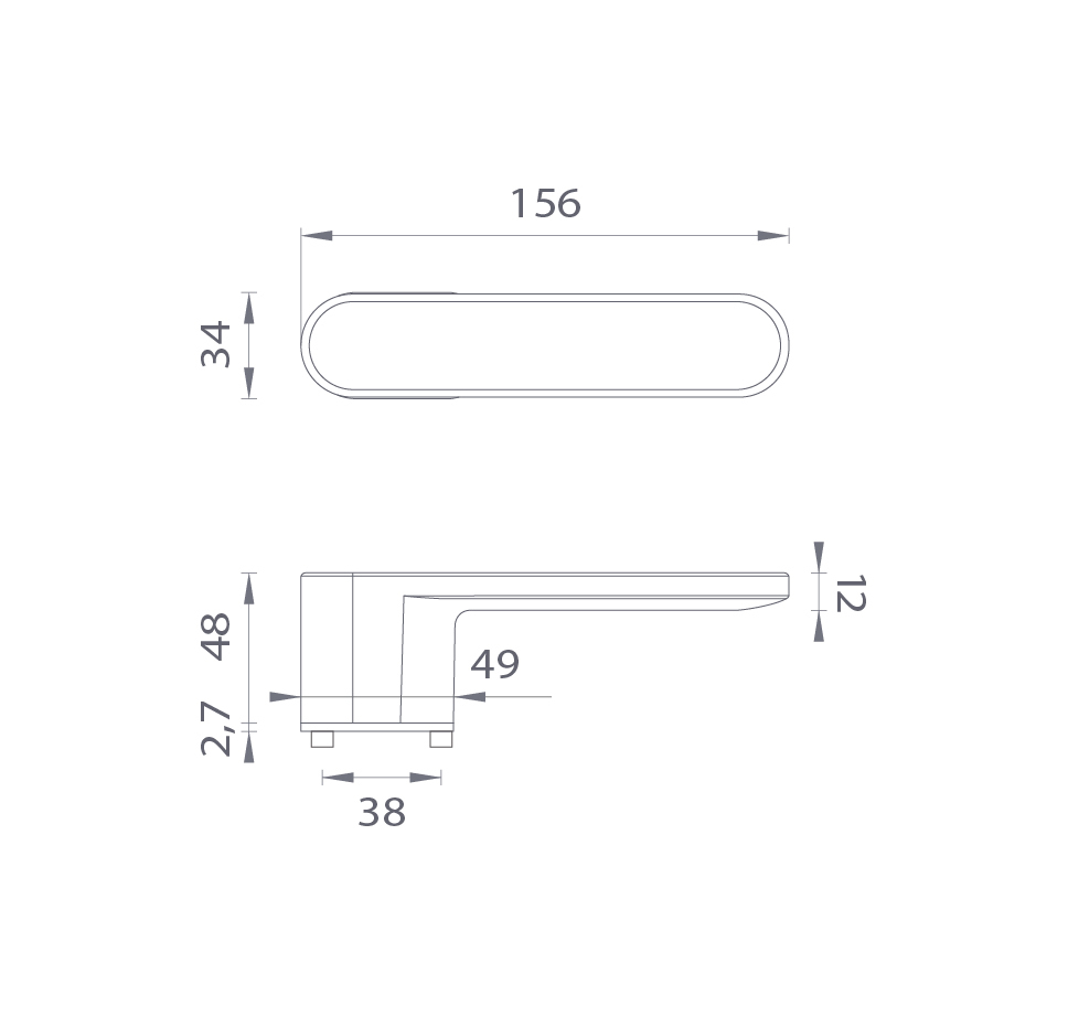 Kľučka na dvere ASG - GUAVA - RT  bez spodnej rozety|kľučka/kľučka