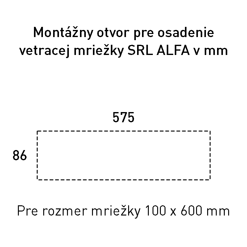 SRL - ALFA vetracia mriežka 100 x 600 mm STM - strieborná matná (C0)