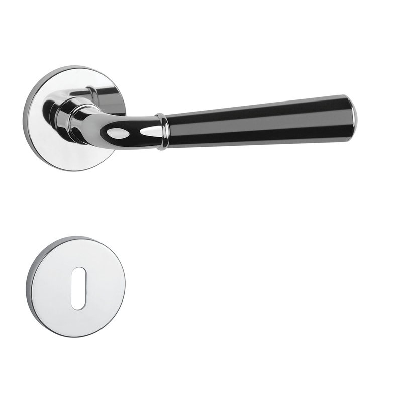 Kľučka na dvere ASM - MARIGOLD 3 - R 7S CHL/CIM/CHL - chróm lesklý/čierna matná/chróm lesklý (LC/BK/LC) | MP-KOVANIA.sk