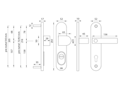 Kľučky na bezpečnostných oválnych štítoch s prekrytím vložky Strieborný Tupai