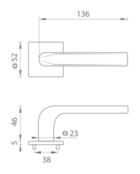 Kľučky na hranatých rozetách Strieborný Tupai