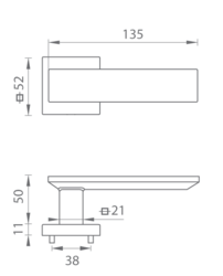 Kľučky na hranatých rozetách Strieborný Tupai