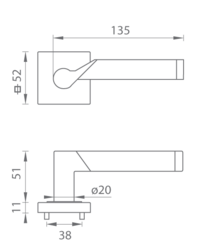 Kľučky na hranatých rozetách Kombinovaný Tupai