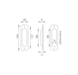 Mušle a madielka na posuvné drevené dvere Zlatý URFIC