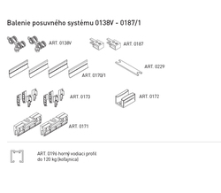 Sety - kolajnice a vozíky na posuvné sklenené dvere Čierny SISCO SISTEM