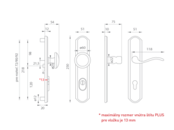 Kľučky na spevnených rustikálnych štítoch s prekrytím vložky Bronzový Mariani