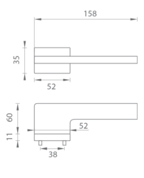 Kľučky na obdĺžnikových rozetách Čierny Tupai