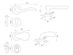 Kľučky na spevnených okrúhlych rozetách s prekrytím vložky Zlatý Mariani