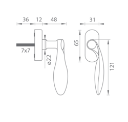 Oválne kľučky na okná Strieborný Tupai