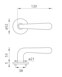 Kľučky na okrúhlych rozetách Strieborný Tupai