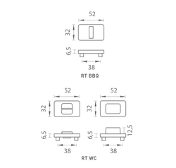 Kľučky na obdĺžnikových rozetách Čierny MPK