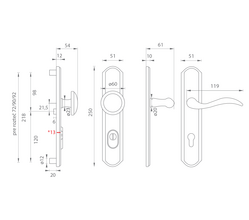 Kľučky na spevnených rustikálnych štítoch s prekrytím vložky Zlatý Mariani