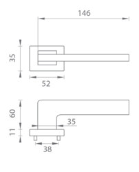 Kľučky na obdĺžnikových rozetách Sivý Tupai