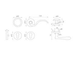 Kľučky na spevnených okrúhlych rozetách bez prekrytia vložky Bronzový Mariani