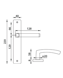 Kľučky na hranatých štítoch Strieborný URFIC