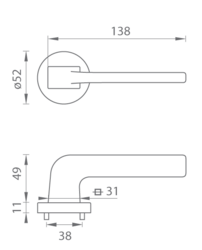 Kľučky na okrúhlych rozetách Strieborný Tupai