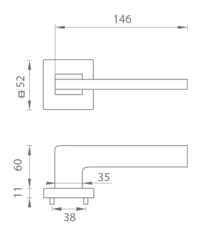 Kľučky na hranatých rozetách Strieborný Tupai