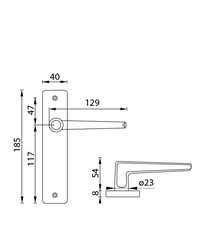 Kľučky na hranatých štítoch Strieborný URFIC