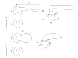 Kľučky na spevnených okrúhlych rozetách bez prekrytia vložky Zlatý Mariani