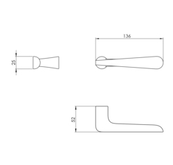 Minimalistické kľučky bez rozety na interiérové dvere Strieborný NUDA - VERUM ITALY