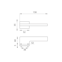 Kľučky na obdĺžnikových rozetách Strieborný Tupai