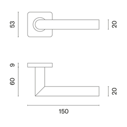 Kľučky na hranatých rozetách Strieborný STERK
