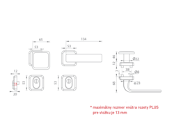 Kľučky na spevnených hranatých rozetách s prekrytím vložky Bronzový Mariani