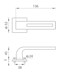 Kľučky na hranatých rozetách Sivý Tupai