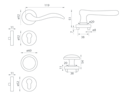 Kľučky na spevnených okrúhlych rozetách bez prekrytia vložky Zlatý Mariani