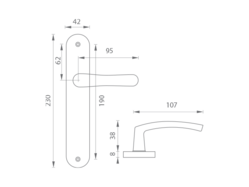 Kľučky na oválnych štítoch Strieborný KE